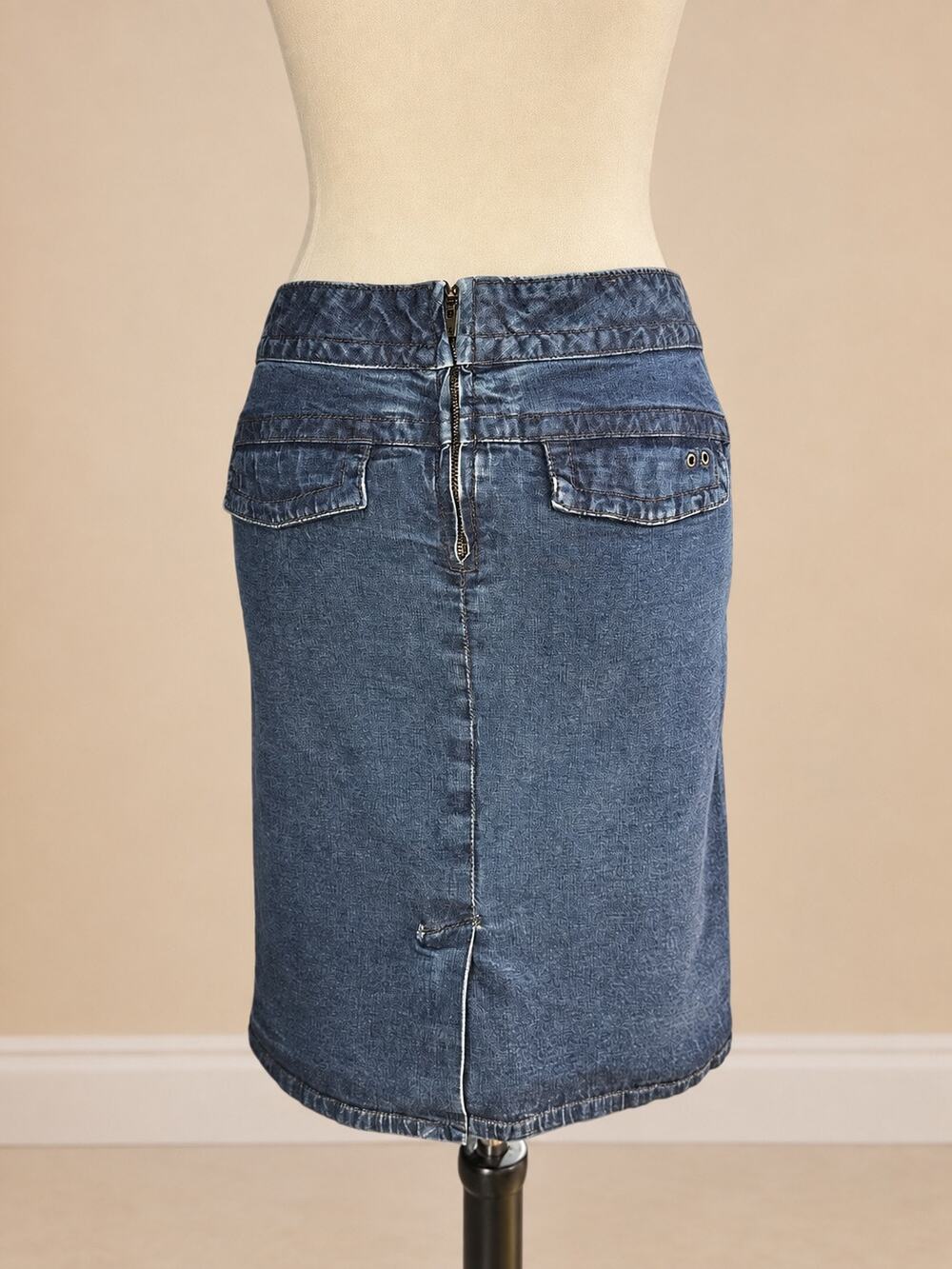 Vintage 2009 Converse One Star Denim Pencil Skirt Size 28